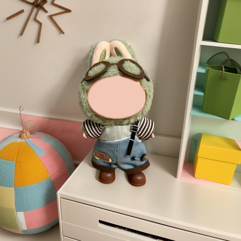 SHUOXUKE 17cm Doll Clothes Set and Accessories, 2025 Designed Clothes Set for 15cm/17cm Doll with Brown Glasses & Overalls & Brown Shoes - Image 5